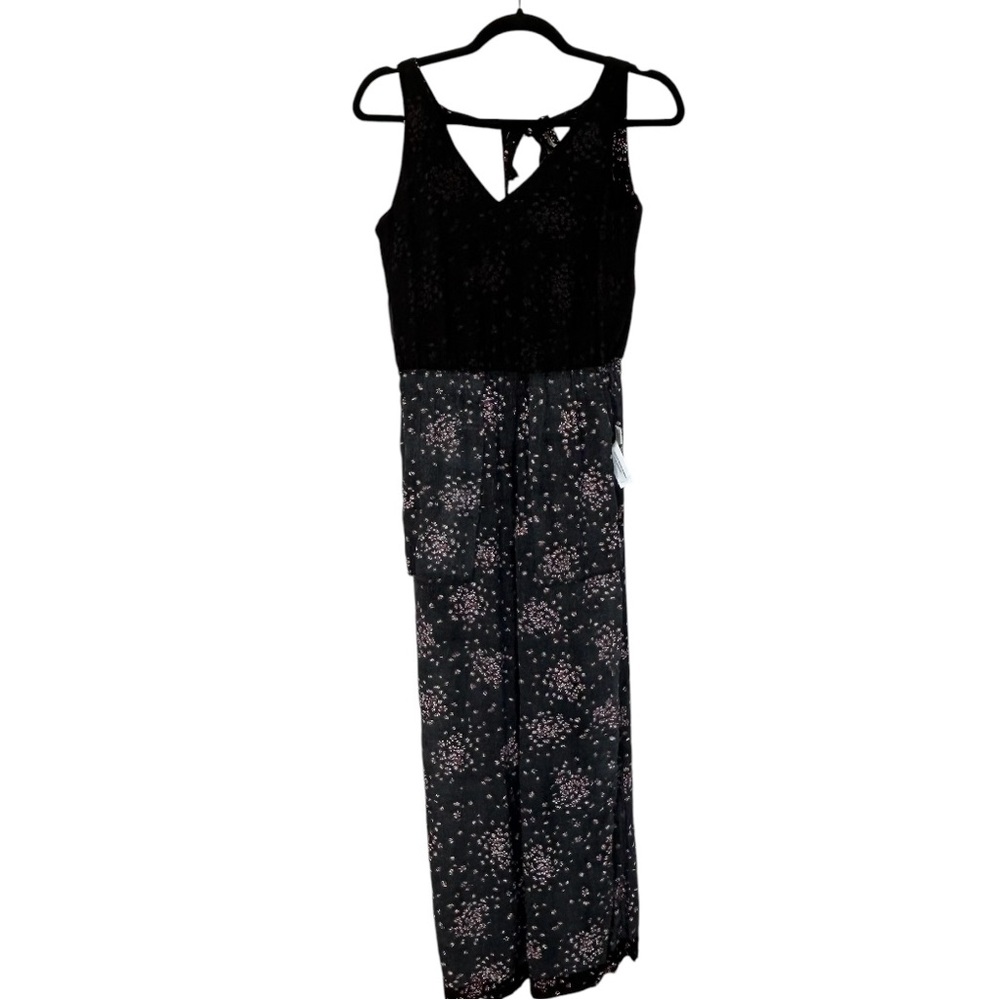 LOFT PETITES NWT! Women’s Sleeveless Jumpsuit Cherry Blossom Floral BlkPink XXSP - Picture 3 of 13